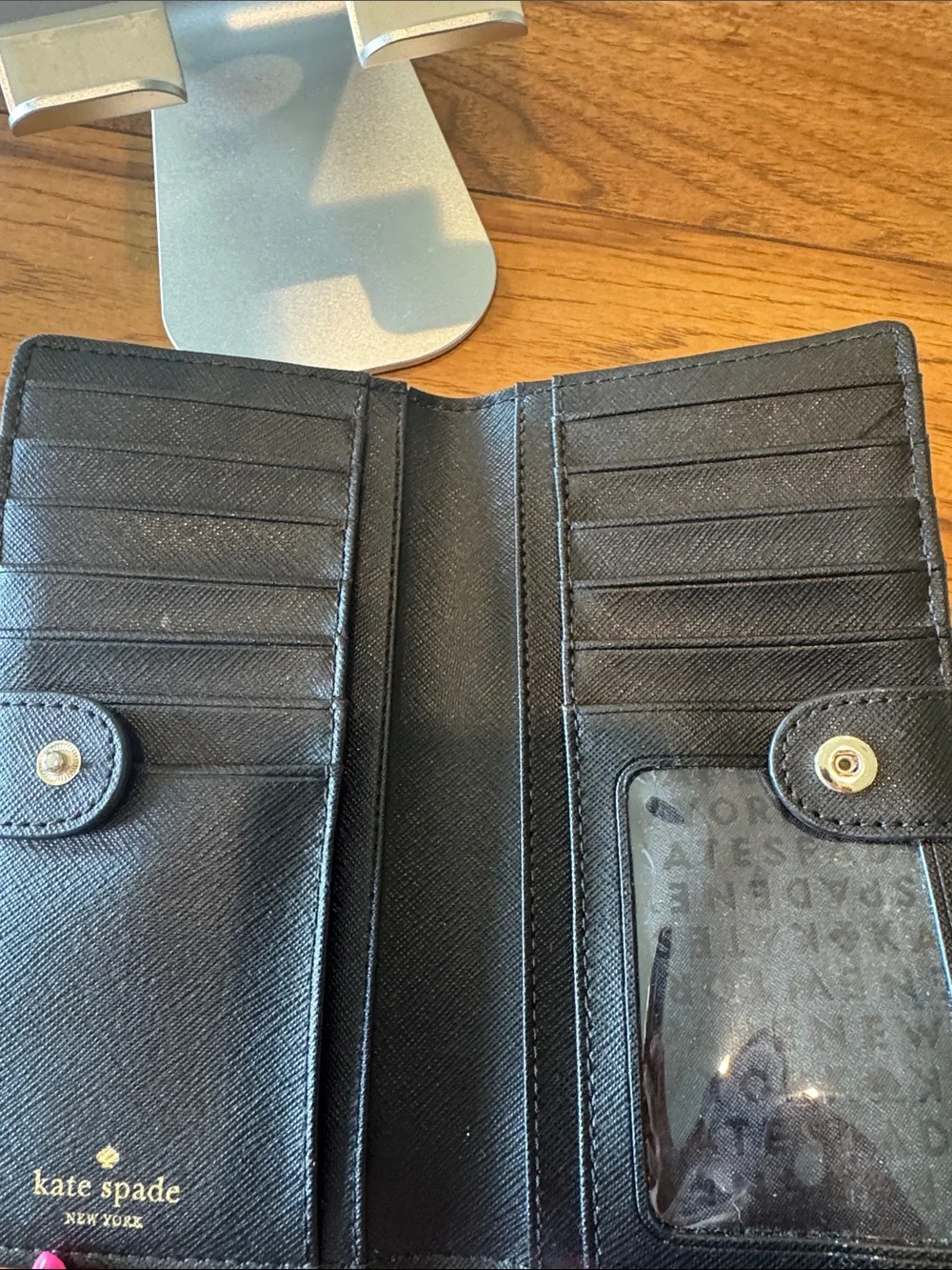 Kate Spade ♠️ black wallet with crystal-studded bow trim